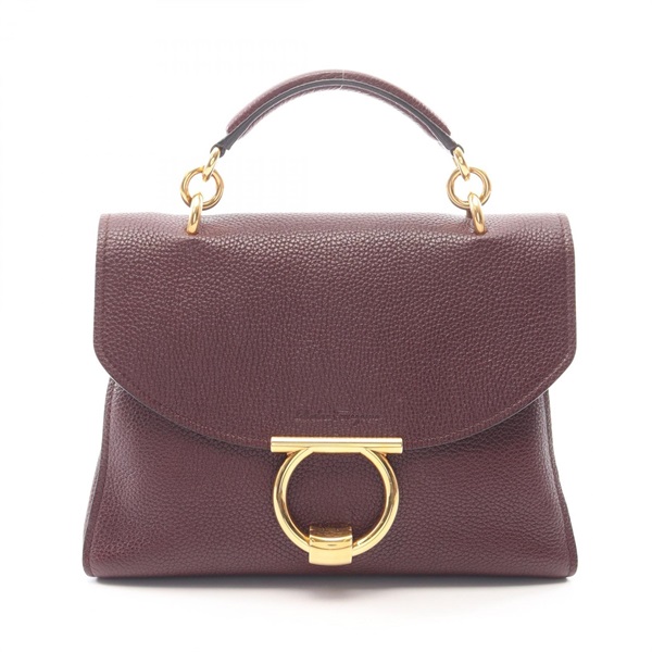 Salvatore Ferragamo Margot Gancini Handbag EE-2H493 leather Bordeaux Used Women