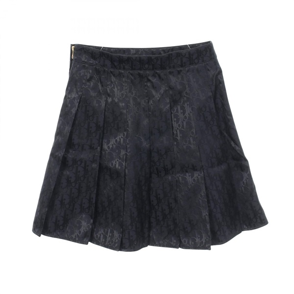 Christian Dior Oblique Pleated Mini Skirt #34 Nylon Navy Used Women