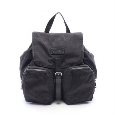 GUCCI GG nylon Rucksack Backpack bag 510343 Nylon leather Black Used Women