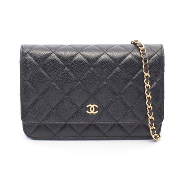 CHANEL Matelasse chain crossbody Shoulder Bag AP0250 leather Black Used GHW