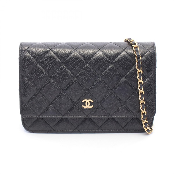 CHANEL Matelasse chain crossbody Shoulder Bag AP0250 leather Black Used GHW