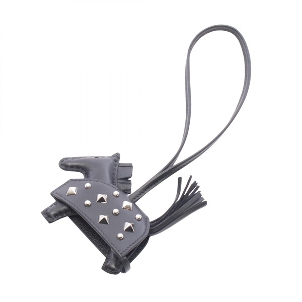 HERMES Rodeo Robeo coeur PM Studs bag charm G Agneau milo Swift leather BK Used