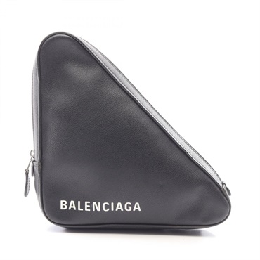 BALENCIAGA Triangle Business Clutch bag 476976 leather Black Used Women logo