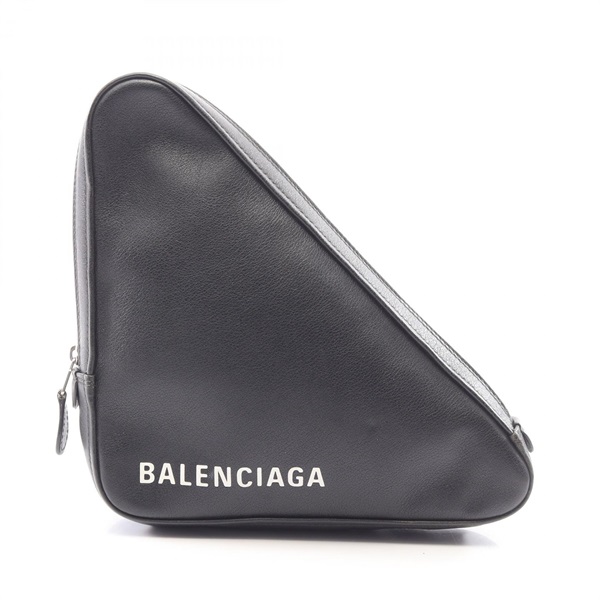 BALENCIAGA Triangle Business Clutch bag 476976 leather Black Used Women logo
