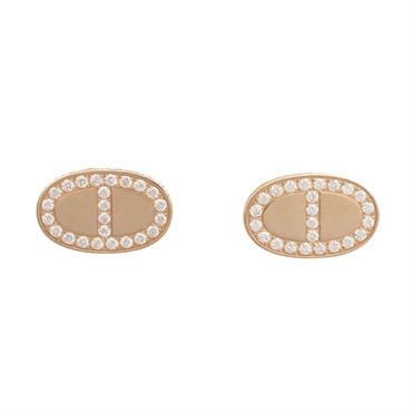 HERMES Chaine d'Ancre Contour Diamond Earrings 18KRG Pink Rose Gold Used Women