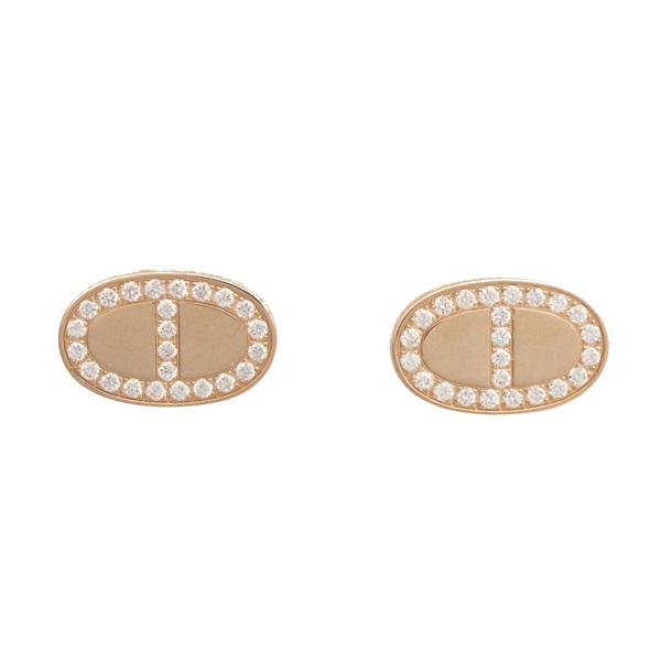 HERMES Chaine d'Ancre Contour Diamond Earrings 18KRG Pink Rose Gold Used Women