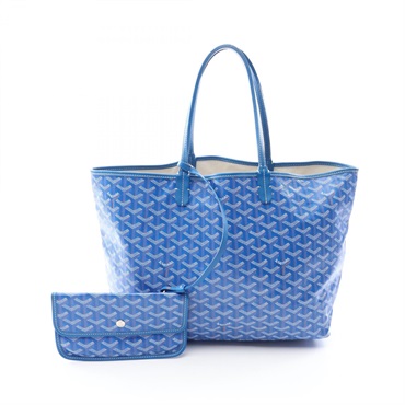GOYARD Saint Louis PM Tote Bag PVC coated canvas leather Blue Used Women