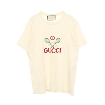 GUCCI Club Multi Tennis Embroidery Short sleeve T-shirt ＃XS cotton Beige Used
