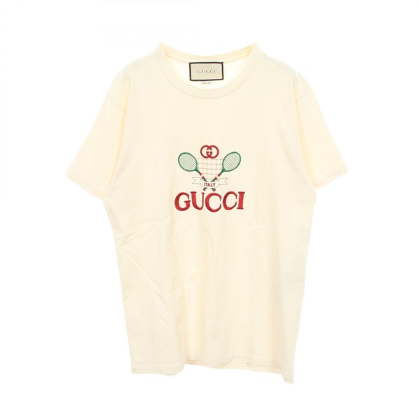 GUCCI Club Multi Tennis Embroidery Short sleeve T-shirt ＃XS cotton Beige Used