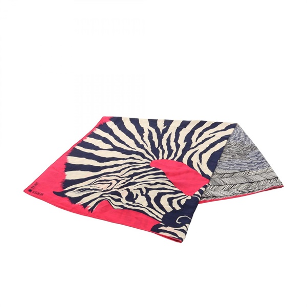 HERMES Carre 140 Zebra Pegasus Scarf Stole Wrap silk cashmere Pink Navy Used