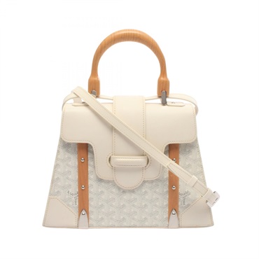 GOYARD Saigon PM shoulder crossbody Handbag canvas leather White Gray Used