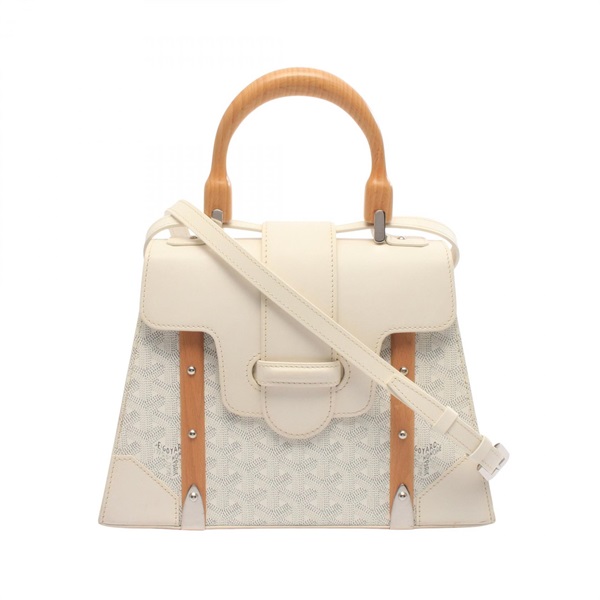 GOYARD Saigon PM shoulder crossbody Handbag canvas leather White Gray Used