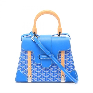 GOYARD Saigon PM shoulder crossbody Handbag canvas leather Blue White used women