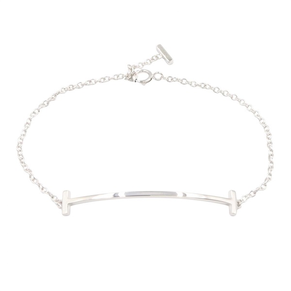 TIFFANY＆CO T Smile Small Bracelet 18KWG White Gold Used Women 15cm