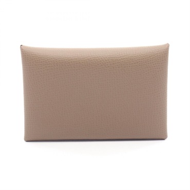 HERMES Calvi coin purse wallet B Epsom leather Etoupe Grey Used Women SHW
