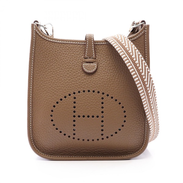 HERMES EvelyneTPM Amazon Shoulder Bag Clemence leather Etoupe Grey Used W SHW