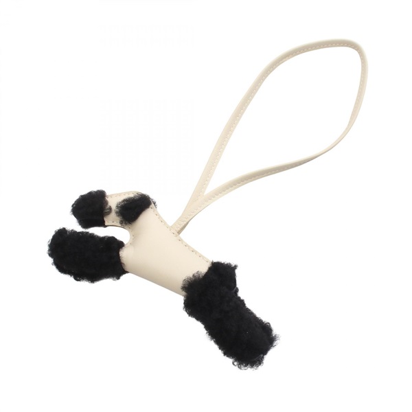 HERMES Buddy bag charm K Agneau milo Mouton craie black preowned Women