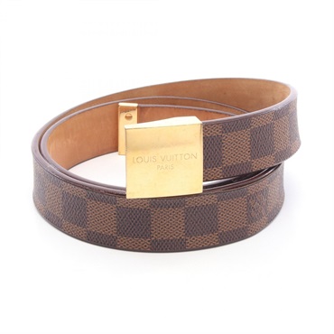 LOUIS VUITTON Ceinture Carre Belt M6802 Damier canvas Brown Ebene Used ＃90/36