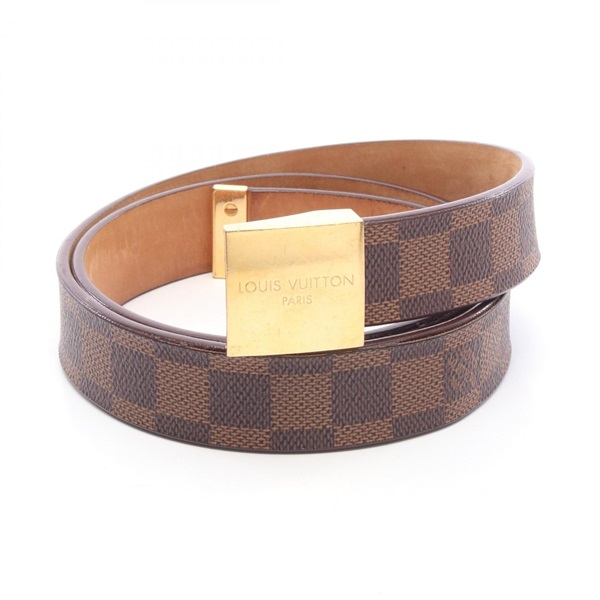 LOUIS VUITTON Ceinture Carre Belt M6802 Damier canvas Brown Ebene Used ＃90/36