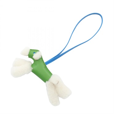 HERMES Buddy bag charm G Agneau milo Mouton Vert Yucca blue hydra Women