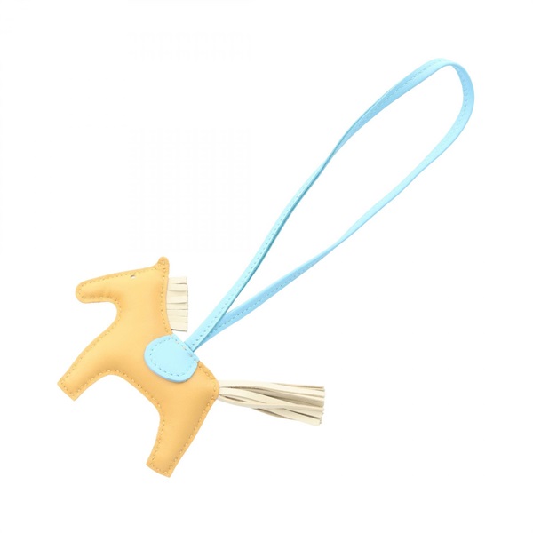 HERMES Rodeo PM bag charm Agneau milo leather Paille celeste craie Used Women