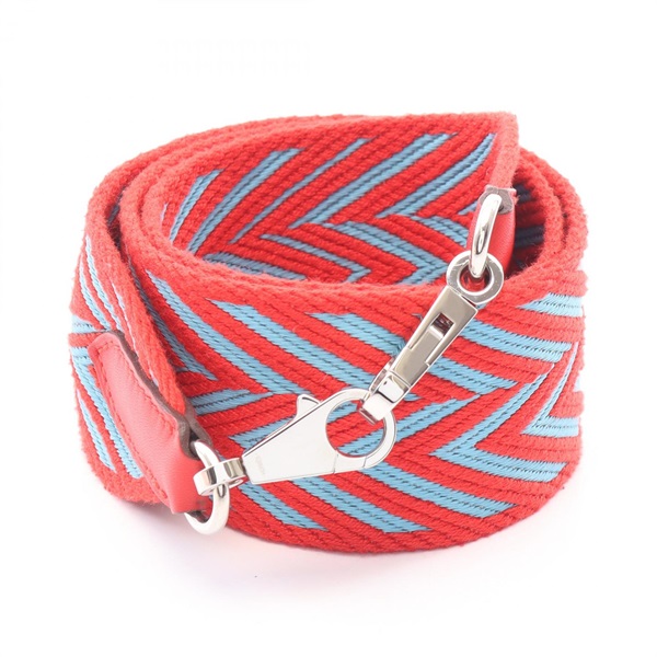 HERMES Bandouliere Sangle Zigzag Shoulder Strap canvas leather Roug Blue SHW D