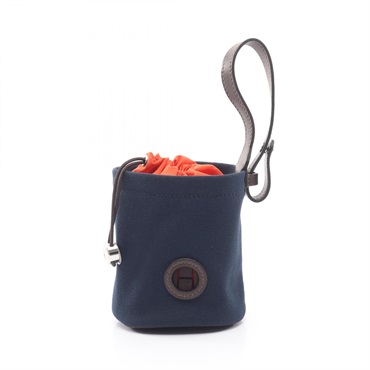 HERMES Dog treat pouch bag B H000817EK01 canvas Navy feu Used unisex SHW