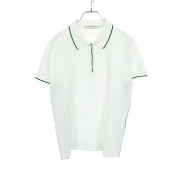 Christian Dior Short sleeve Polo Shirt Top cotton White Green Used Women size XL