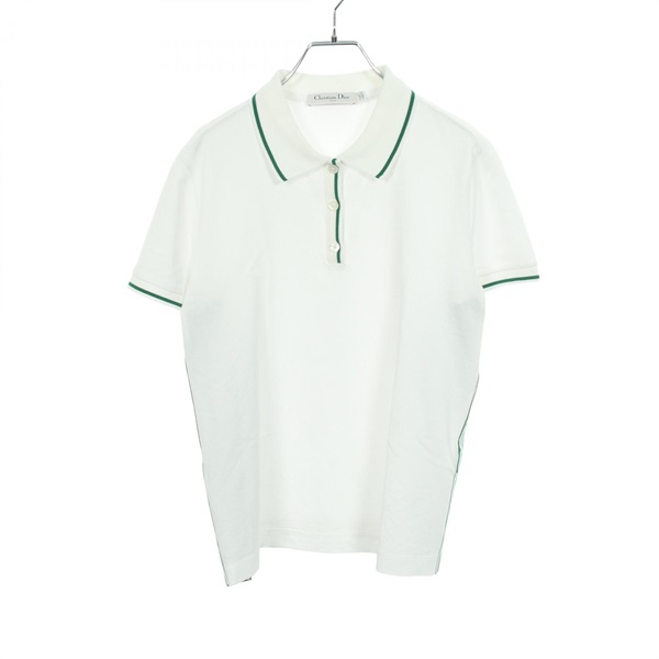Christian Dior Short sleeve Polo Shirt Top cotton White Green Used Women size XL