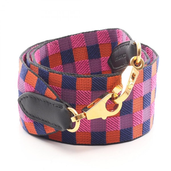 HERMES Bandouliere Maxi Quadrille Shoulder strap canvas Swift leather Used U