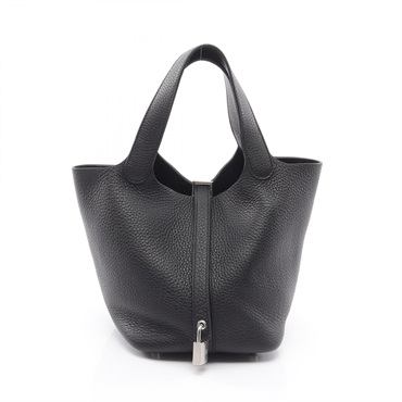 HERMES Picotin Lock PM Tote Handbag Clemence leather Black SHW Preowned Women G