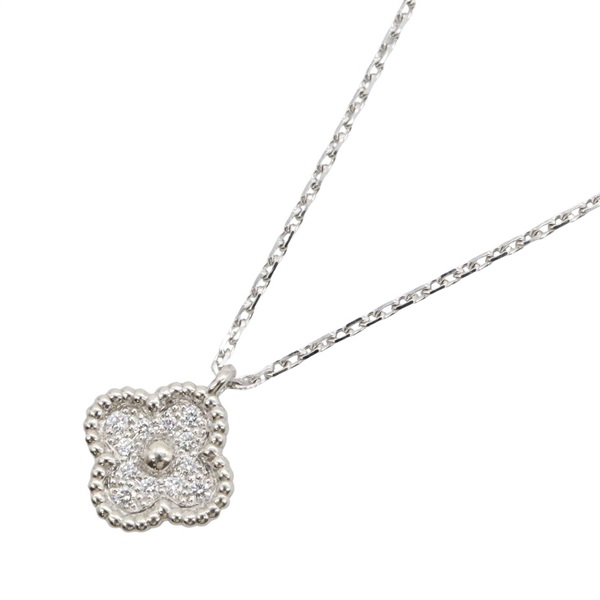 Van Cleef & Arpels Sweet Alhambra Diamond Necklace 18KWG White Gold Used Women