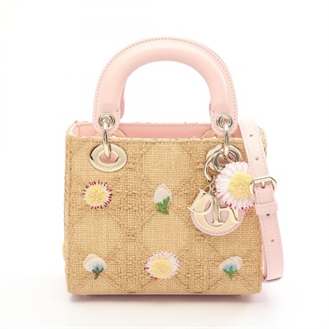 Christian Dior Lady Dior Mini crossbody Handbag M06690ERJ_M918 leather Raffia