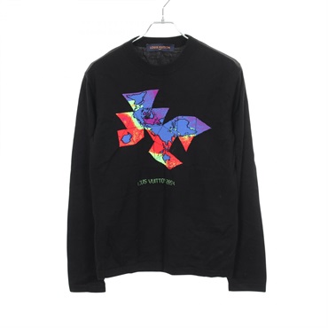 LOUIS VUITTON Intarsia Crewneck Knitwear RM211M ZSA HKN18W cotton Black Used #S