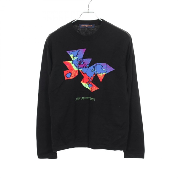 LOUIS VUITTON Intarsia Crewneck Knitwear RM211M ZSA HKN18W cotton Black Used #S