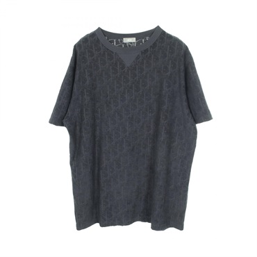 Christian Dior Oblique Pile T-shirt 113J692A0614 cotton Navy Used size XL