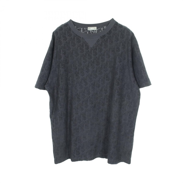 Christian Dior Oblique Pile T-shirt 113J692A0614 cotton Navy Used size XL