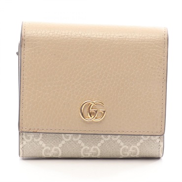 GUCCI GG Marmont Bi-fold wallet compact purse 598587 leather PVC Beige Used