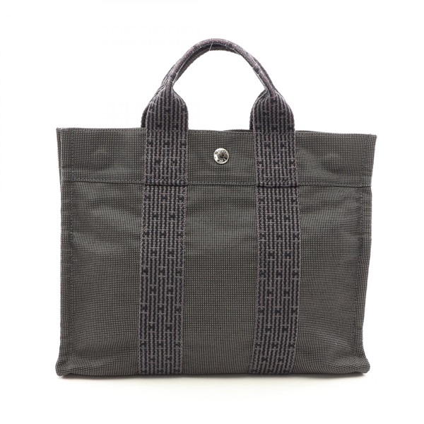 HERMES Herline PM Hand Tote Bag Nylon canvas Gray Used Women SHW