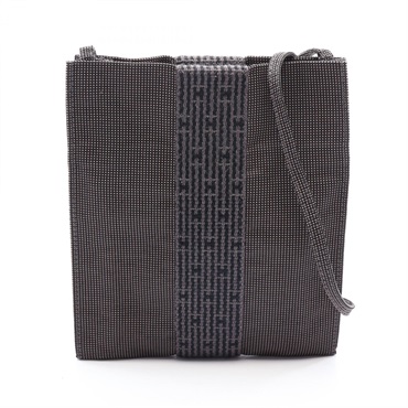 HERMES Herline pochette Crossbody Shoulder Bag Nylon canvas Gray Used Women