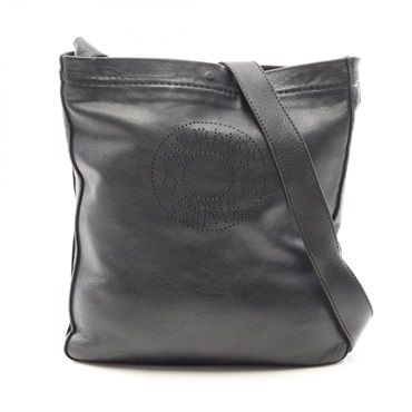 HERMES Clou de Selle Crossbody Shoulder Bag leather Black Used Women SHW M