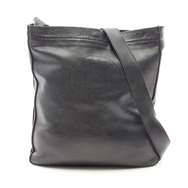 HERMES Clou de Selle Crossbody Shoulder Bag leather Black Used Women SHW M