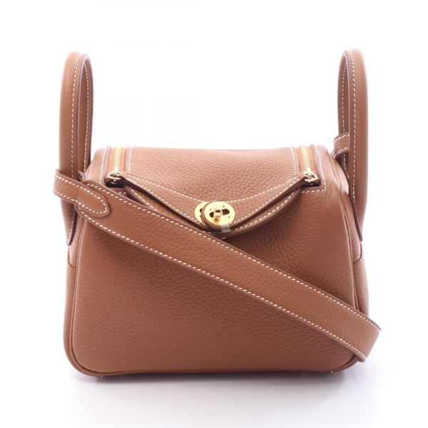 HERMES Lindy Mini Shoulder crossbody hand Bag G Taurillon Clemence Gold GHW