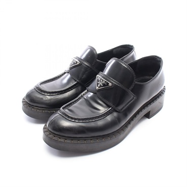 PRADA monolith loafers shoes leather Black Used Women #38