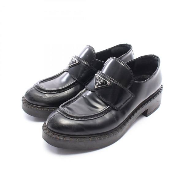 PRADA monolith loafers shoes leather Black Used Women #38