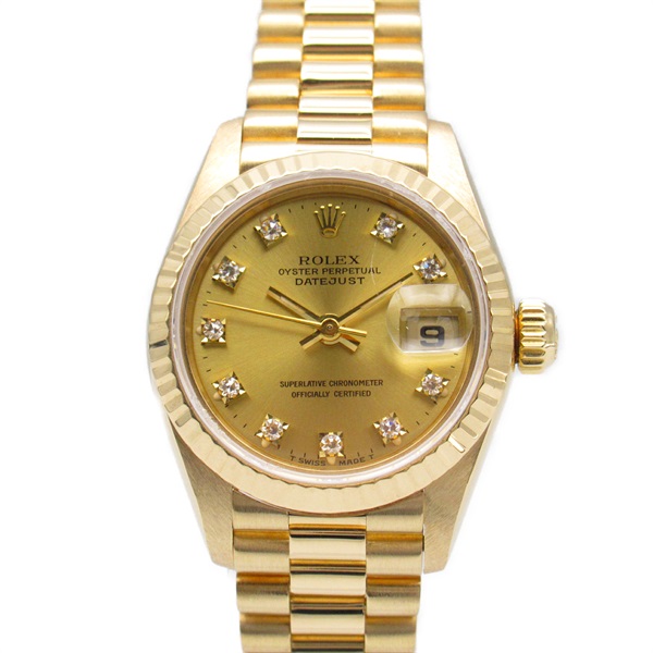 ROLEX Datejust 10P diamond S Wrist Watch 69178G Auto 18KYG Used Women