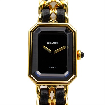 CHANEL Premiere L Wrist Watch H0001 Quartz Gold Plated Leather Used Women CC
