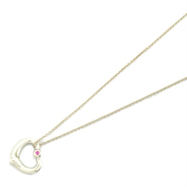 TIFFANY＆CO Open Heart Pink Sapphire Pendant Necklace Silver925 Used women