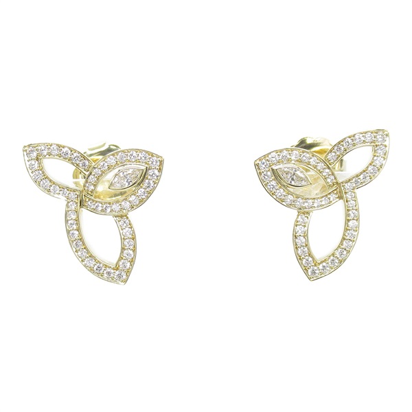 HARRY WINSTON lily cluster Pierced earrings K18 Yellow Gold diamonds Used