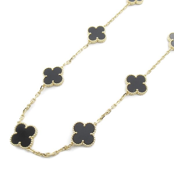 Van Cleef & Arpels Vintage Alhambra Long Necklace Onyx 18KYG Black Used women